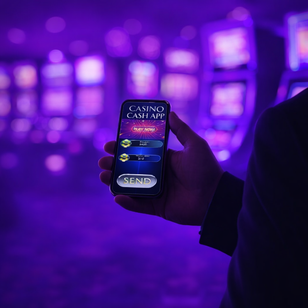 Tahoe Technologies Casino Cash App interface glowing in a high-tech gaming environment